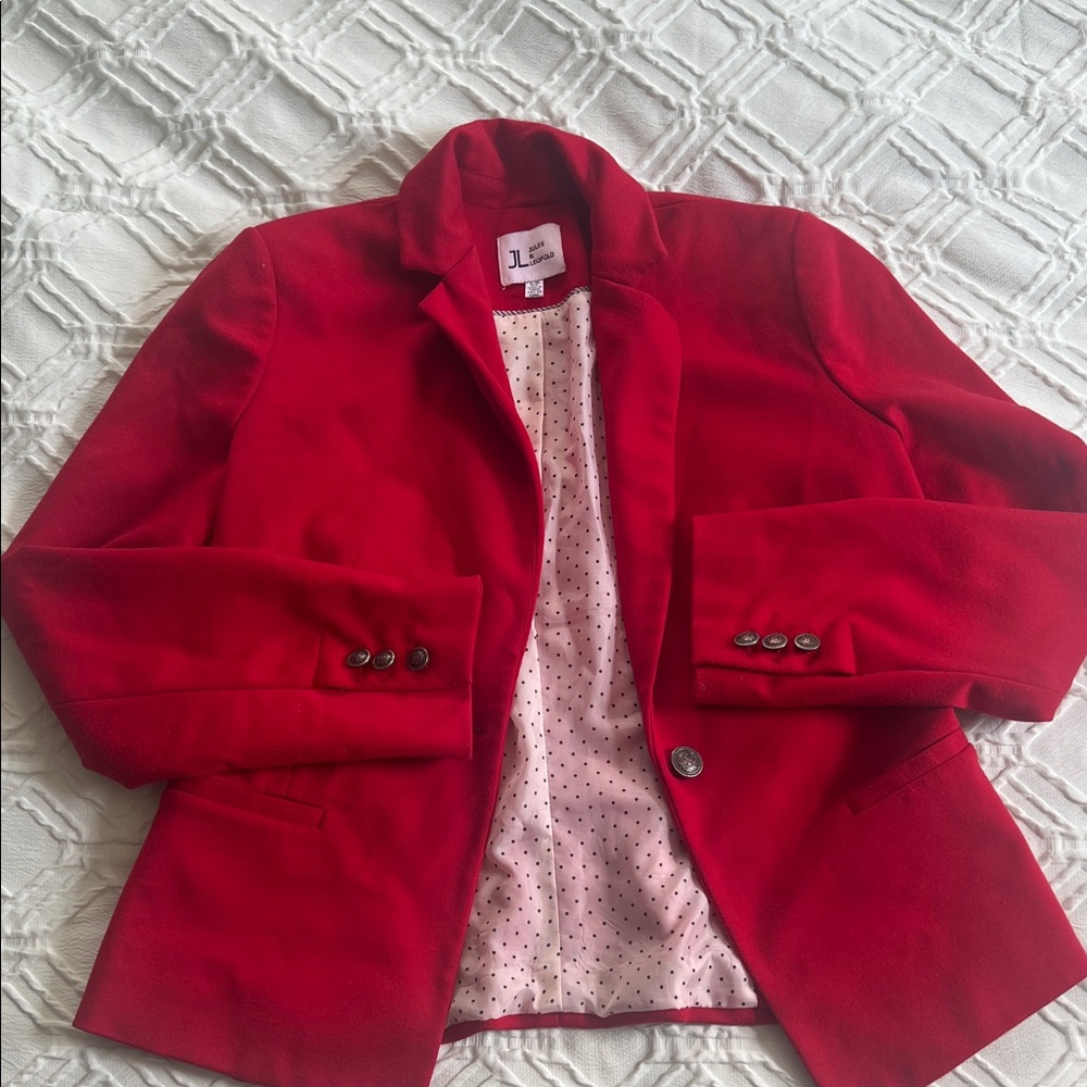 Jules & Leopold Scarlet Blazer with Polka Dot Detail